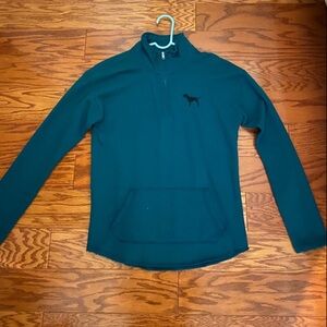 PINK Victoria’s Secret Teal Quarter-Zip Pullover with Dog Logo